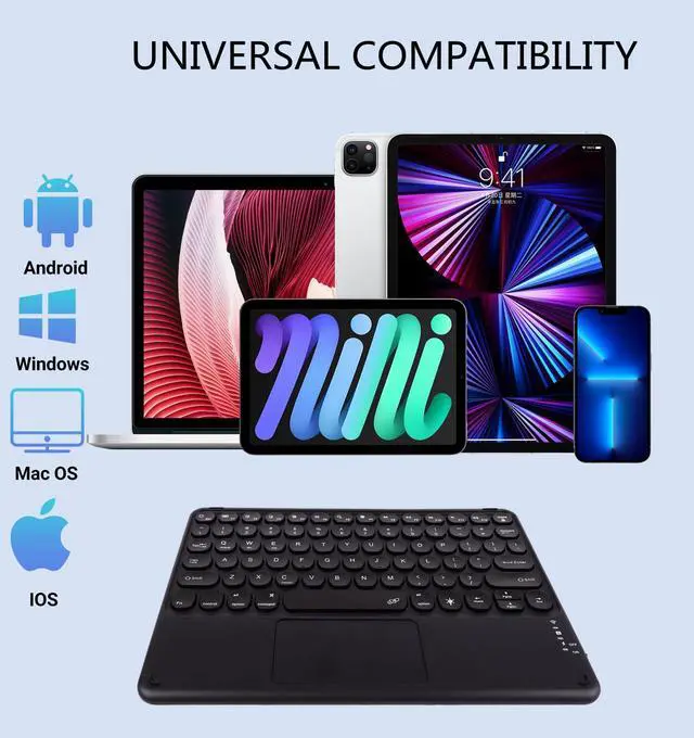 Alt view image 2 of 5 - Bluetooth Keyboard with Touchpad, 10 inch Ultra Silm 7 Colors RGB Backlit Wireless Keyboard Universal Rechargeable Portable Keypad with Trackpad for iPad iOS Android Windows Laptops PC(Black)