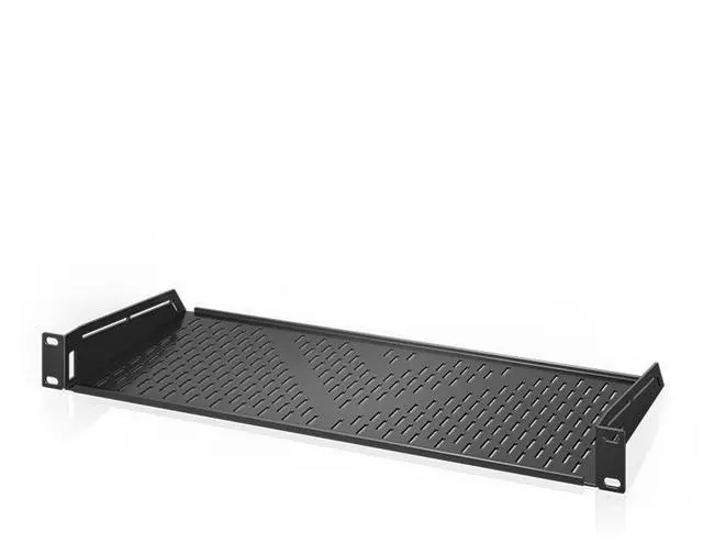 Main image of AC Infinity Vented Cantilever 1U Universal Rack Shelf, 8" Deep, for 19" Equipment Racks. Heavy-Duty 2.4mm Cold Rolled Steel, 50lbs Capacity.