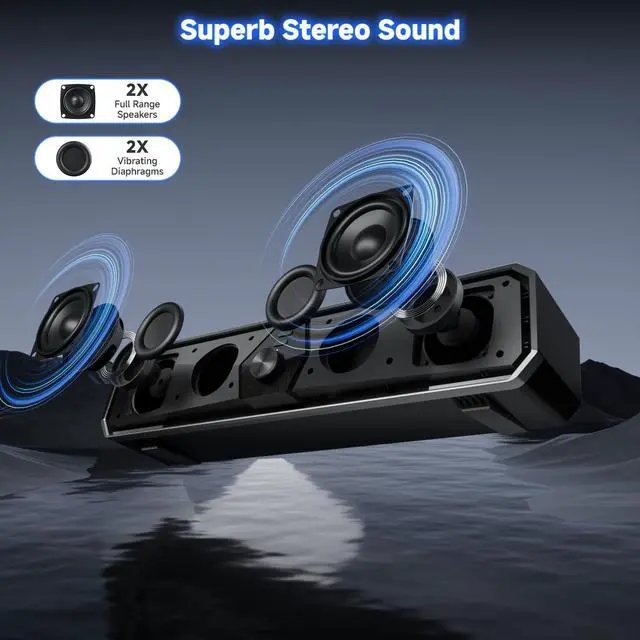 Alt view image 2 of 5 - SENZER CS30 Bluetooth Computer Speakers for Desktop, USB Plug & Play PC Speakers with Dynamic LED Light, Stereo Sound Soundbar for Desktop Laptop Monitor (USB-C Adapter Included)