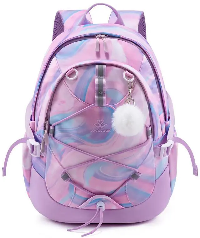 Main image of LOVEVOOK School Backpack for Teen Girls, Waterproof Student Backpack Purse, Cute Kid Bookbag with Chest Strap, Back to School Backpacks Fit 15.6 Inch Laptop, College Travel Back Pack Casual Daypack