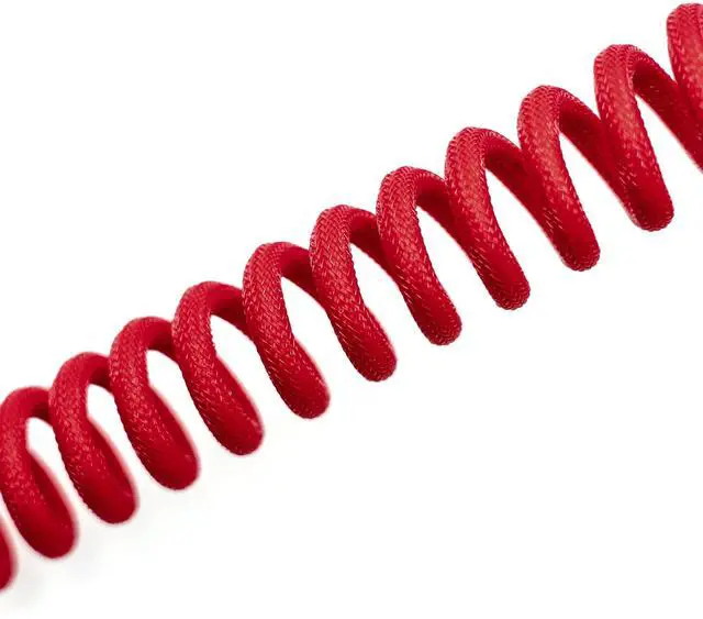 Alt view image 3 of 5 - Formulamod Coiled USB C Aviator Cable for Mechanical Keyboard - Pro Double Sleeved With Organizer Zipper Bag (Red)