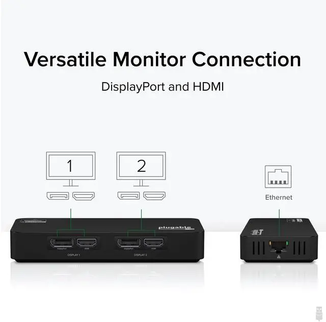 Alt view image 3 of 5 - Plugable 4K DisplayPort and HDMI Dual Monitor Adapter for USB 3.0 and USB-C, Compatible with Windows and ChromeOS