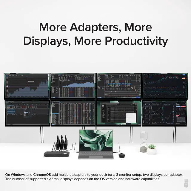 Alt view image 4 of 5 - Plugable 4K DisplayPort and HDMI Dual Monitor Adapter for USB 3.0 and USB-C, Compatible with Windows and ChromeOS
