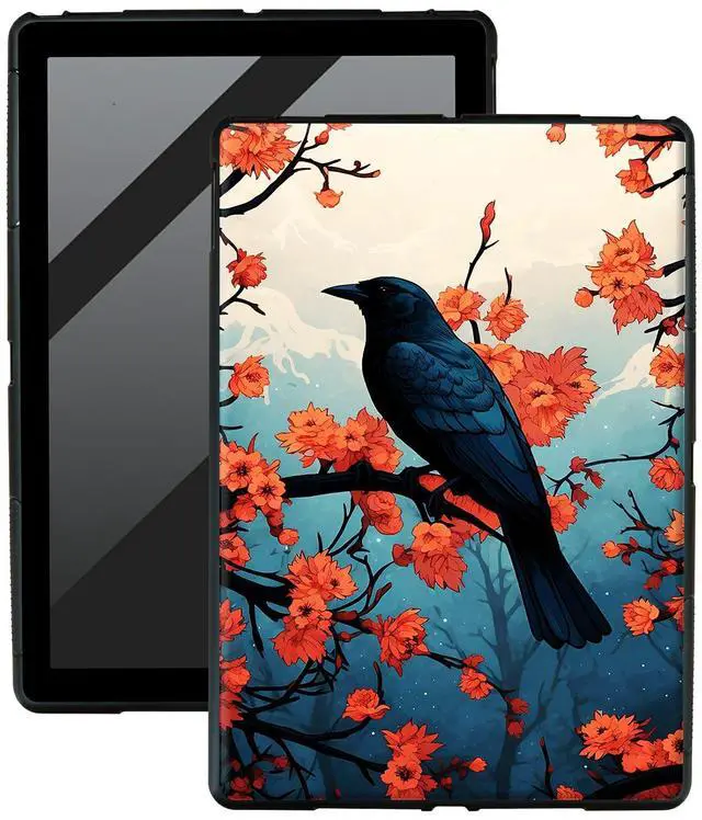 BFDHGQZC Black Crows Bird TPU Case for Kindle Fire HD 10 5th 7th 9th Generation(2015 2017 2019 Release) 10.1" Tablet Lightweight TPU Shockproof Protective Cover