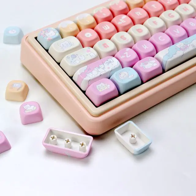Main image of YMKPVR KBDiy Cute Rock Cat Keycaps Set 133 Keys KOA Profile Dye-Sublimation Kawaii Color Keycaps for Cherry Gateron MX Switches Gaming Mechanical Keyboards