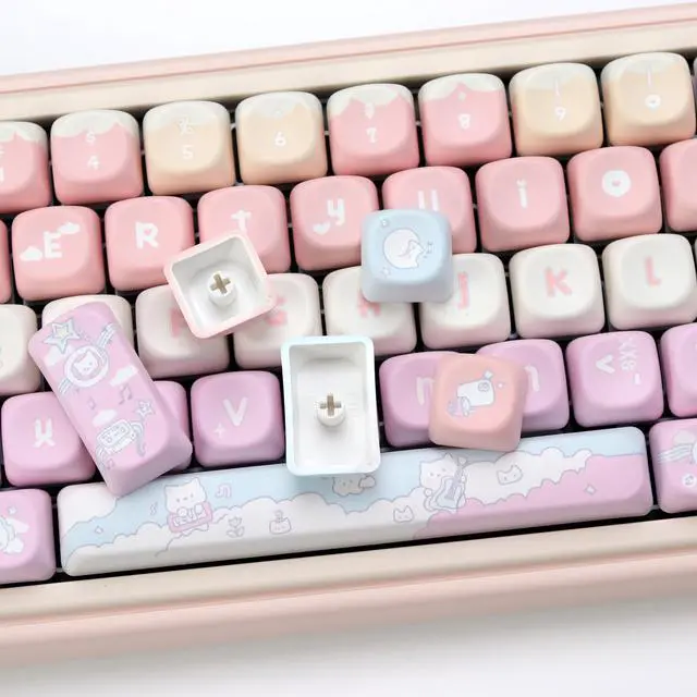 Alt view image 4 of 5 - YMKPVR KBDiy Cute Rock Cat Keycaps Set 133 Keys KOA Profile Dye-Sublimation Kawaii Color Keycaps for Cherry Gateron MX Switches Gaming Mechanical Keyboards