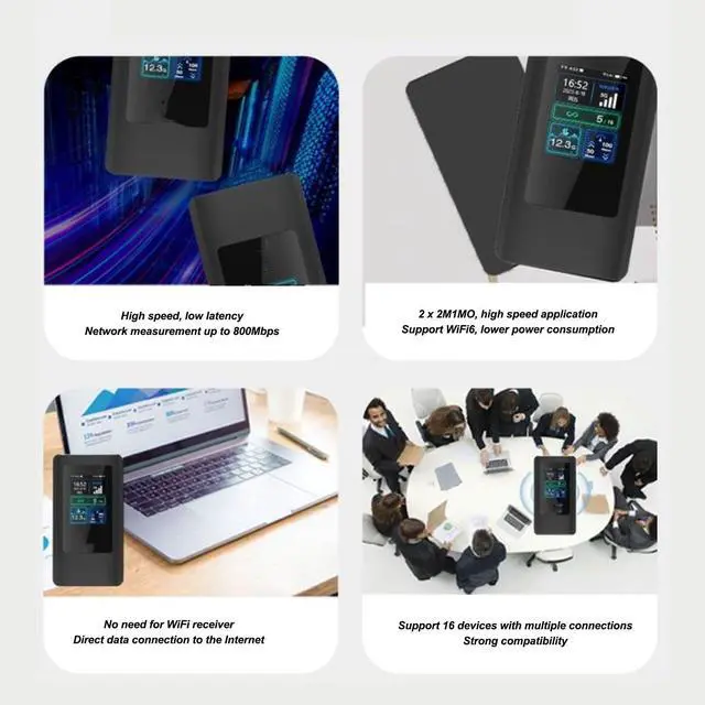 Alt view image 5 of 5 - 5G Mobile Hotspot, Support 16 Devices 4G LTE USB Portable Router, Up to 2.5Gbps Pocket Mobile Hotspot with SIM Card Slot, for Laptop Phone PC