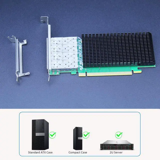 Alt view image 4 of 5 - GLOTRENDS ST7342 4-Port 25G SFP28 Ethernet Network Card with Intel E810-CAM1 Controller, PCIE 4.0 X16 Interface, Support Windows 11/10/Windows Server/Linux/RHEL/SLES/Ubuntu/Debian/Freebsd