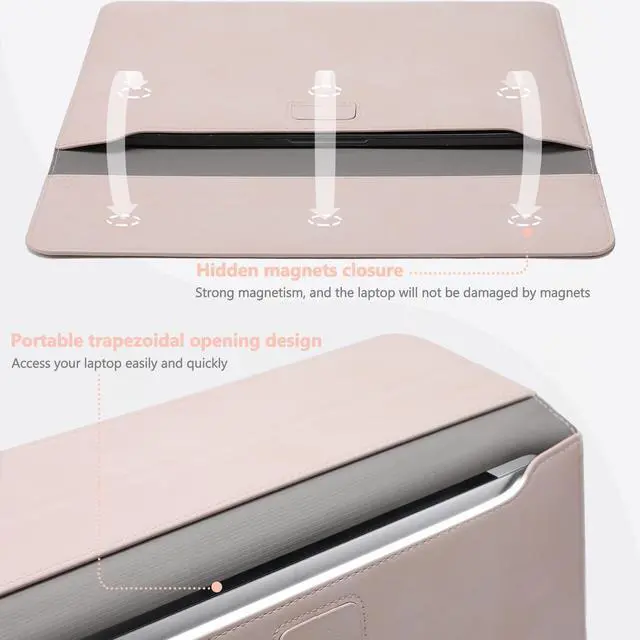 Alt view image 4 of 5 - HYZUO 13 Inch Laptop Sleeve Case with Stand for 2025-2018 MacBook Air 13 M4 M3 M2 M1, 2025-2016 MacBook Pro 13 M2 M1, 13" iPad Pro/Air, Surface Pro 11/10/9, XPS 13, with Pouch, Apricot