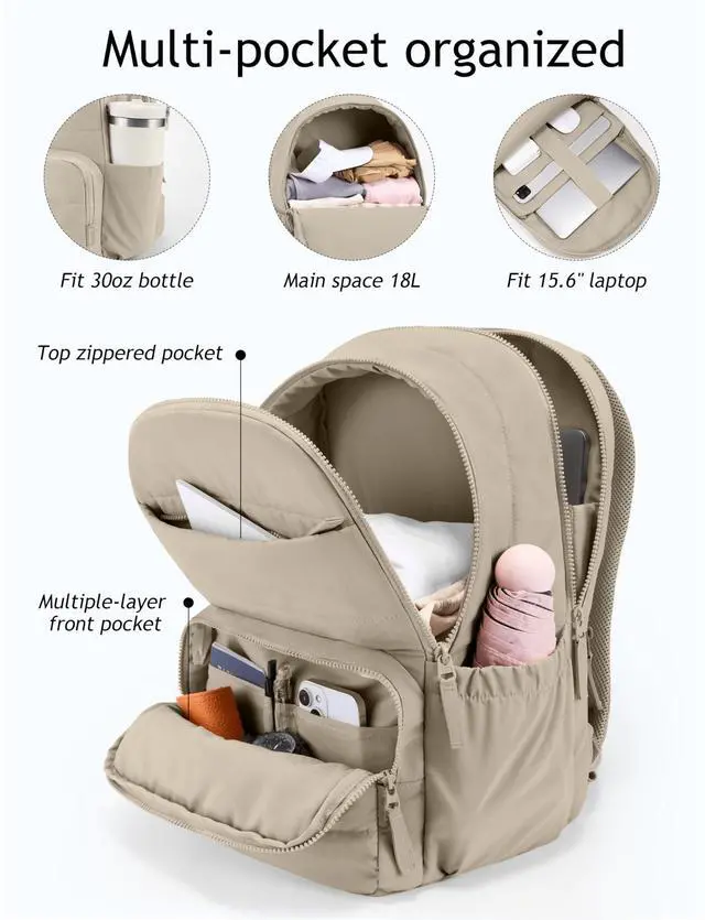 Alt view image 3 of 5 - Uselike Travel Backpack for Women, 15.6 Inch College Laptop Backpack, Water Resistant Work Backpacks, Cute Quilted Bookbag