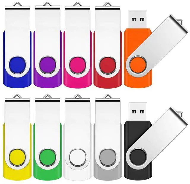 Main image of 32GB Flash Drive, JEVDES 10 Pack Swivel Data Storage USB Flash Drive USB 2.0 Flash Drive Thumb Drives with LED Indicator, Jump Drive Zip Drive Memory Sticks (10 Mixed Color with Lanyards)