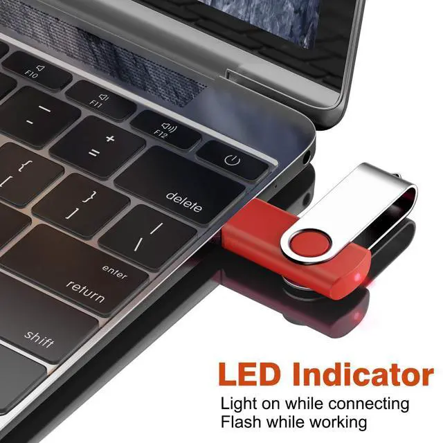 Alt view image 2 of 5 - 32GB Flash Drive, JEVDES 10 Pack Swivel Data Storage USB Flash Drive USB 2.0 Flash Drive Thumb Drives with LED Indicator, Jump Drive Zip Drive Memory Sticks (10 Mixed Color with Lanyards)