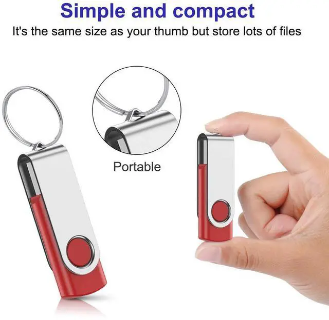 Alt view image 5 of 5 - 32GB Flash Drive, JEVDES 10 Pack Swivel Data Storage USB Flash Drive USB 2.0 Flash Drive Thumb Drives with LED Indicator, Jump Drive Zip Drive Memory Sticks (10 Mixed Color with Lanyards)