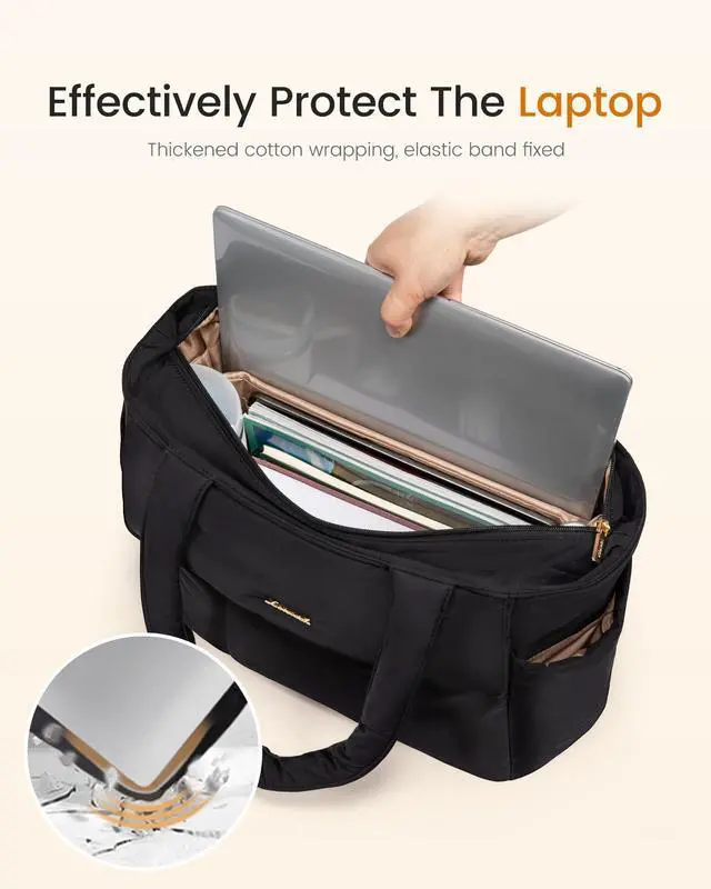 Alt view image 5 of 5 - LOVEVOOK Laptop Bag for Women, 17.3 Inch Puffer Multiple Pockets Work Tote Bags Large Computer Bag Purse for Teacher Nurse, Quilted Lightweight Casual Shoulder Bag for Travel, Daily