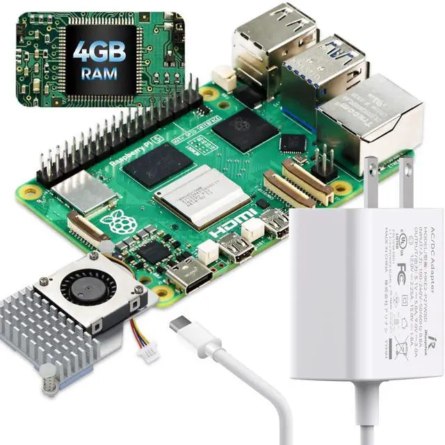 Main image of iRasptek Basic Starter Kit for Raspberry Pi 5 4GB RAM- Includes 4GB Board, 27W PD Power Supply and Active Cooler