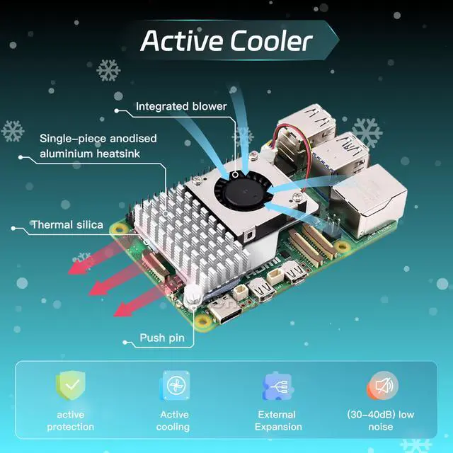 Alt view image 5 of 5 - iRasptek Basic Starter Kit for Raspberry Pi 5 4GB RAM- Includes 4GB Board, 27W PD Power Supply and Active Cooler