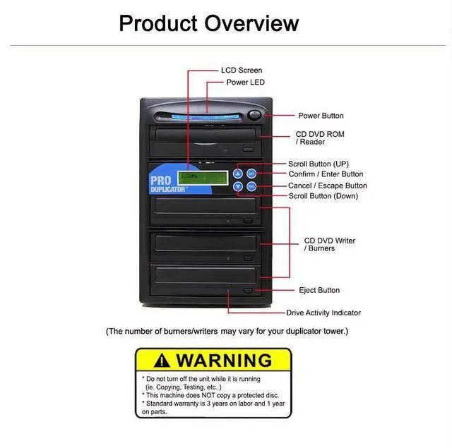 Alt view image 3 of 3 - Produplicator 1 to 9 24X Burner CD DVD Duplicator - Standalone Copier Duplication Tower