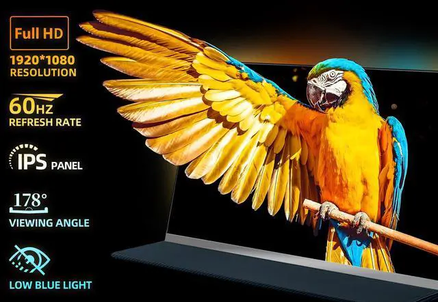 Alt view image 2 of 5 - AOKER 15.6" Portable Monitor for Laptop - Ultra-Thin 1080P FHD 93% Screen Ratio 120% sRGB Wide Color HDR USB-C HDMI Display Gaming Monitor with Smart Cover & Stand for PC MAC Phone PS4/5 Xbox Switch