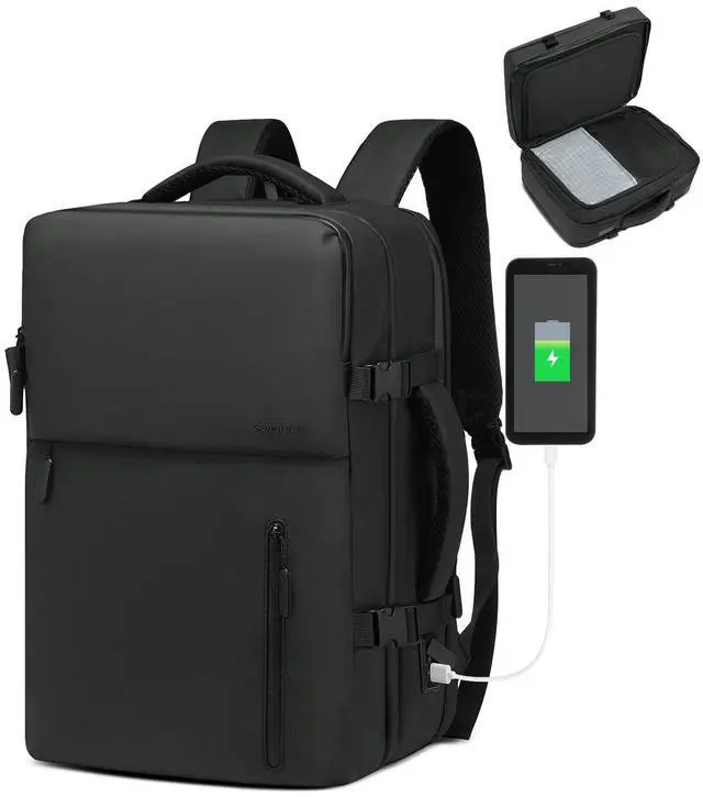 Main image of SUIKIHUM Business Travel Carry on Backpack, Lay Flat Luggage Style Bag with USB C & A, 16-inch Suitcase Capacity, Airline Approved, Black