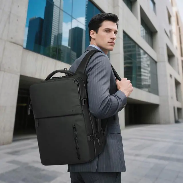 Alt view image 2 of 5 - SUIKIHUM Business Travel Carry on Backpack, Lay Flat Luggage Style Bag with USB C & A, 16-inch Suitcase Capacity, Airline Approved, Black