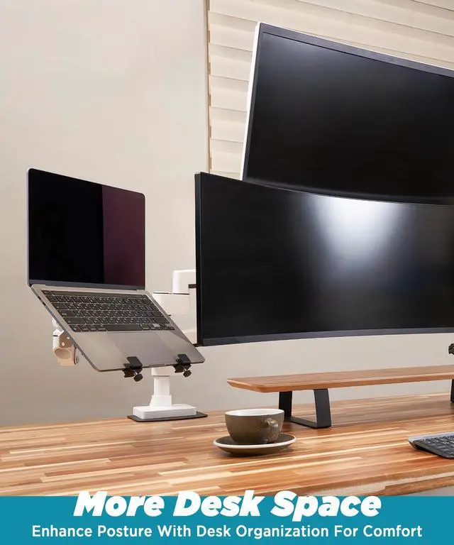 Alt view image 3 of 5 - ULTRARM Laptop Tray Steel Notebook Holder for Monitor Arm Desk Mount Stand Fits VESA 75/100 Mounting Holes 29lbs Capacity with Vented Cooling Platform Smooth Laptop Access Design, Black, MAAC-L