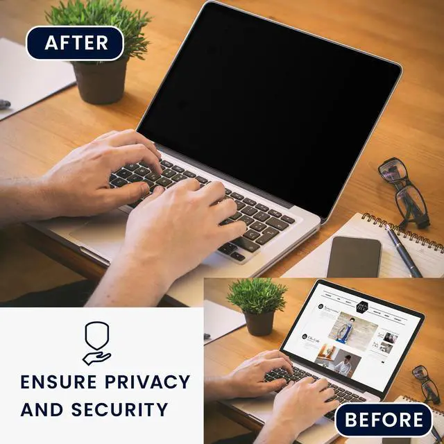 Alt view image 4 of 5 - kwmobile Laptop Privacy Screen for Apple MacBook Pro 16" (2019) A2141 - Computer Privacy Screen Shield - Laptop Monitor Protector - Anti Glare and Blue Light Blocking