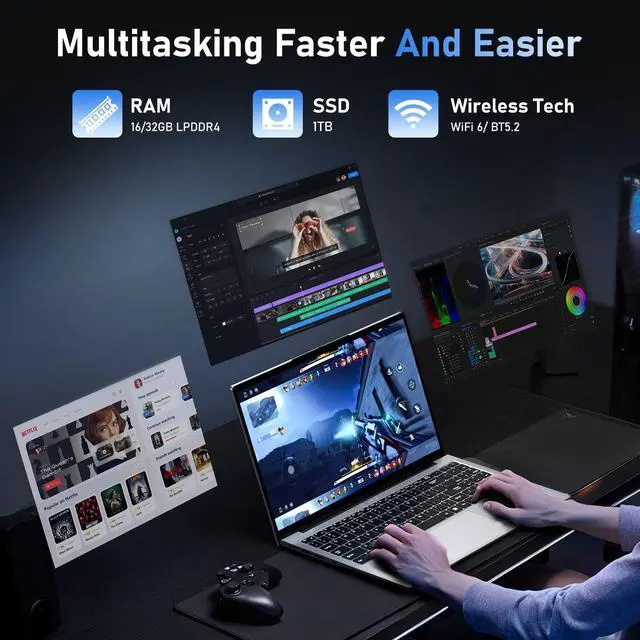 Alt view image 4 of 5 - MITUNTUN Gaming Laptop Computer, 15.6 Inch Lap Top PC Win 11 Pro 2025i9-11900H Processor(up to 4.9Ghz), 16GB RAM 1TB SSD, 1920 * 1080 IPS Display, Backlit Keyboard, 5000mAh Battery, WiFi 6, BT5.2