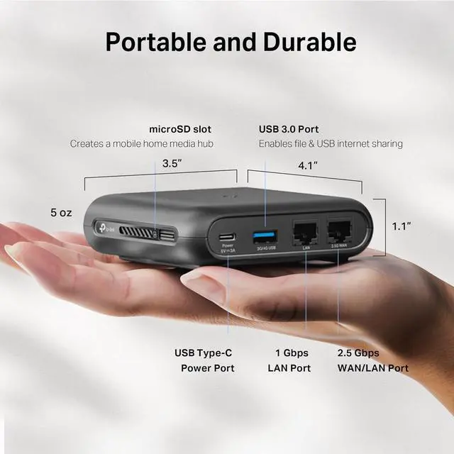 Alt view image 3 of 5 - TP-Link Dual-Band Wi-Fi 6 AX3000 Travel Router TL-WR3002X | Multi-Gig Portable | OpenVPN, WireGuard | Easy Public WiFi Sharing | Hotel/Cruise/Travel Approved | Phone WiFi Tether | USB 3.0 | Multi-Mode