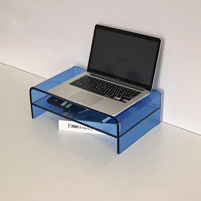 Main image of GETCK Clear Acrylic 2-Tier Monitor Stand & Desk Organizer - 16"x9.4"x5.5 H Home Office Riser with Keyboard Storage, Fits PC, Laptop, iMac, Printer, TV & Multi-Media Devices (Transparent blue)