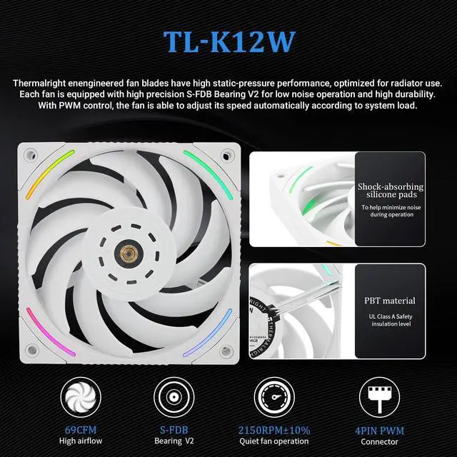 Alt view image 5 of 5 - Thermalrlght Hyper Vision 360 ARGB White CPU Water Cooler,3 PWM Fans Water Cooling System,IPS LCD Screen with 480x480 Resolution,for AM4/AM5,Intel LGA1851/1700,CPU Liquid Cooler,3.95-inch Display