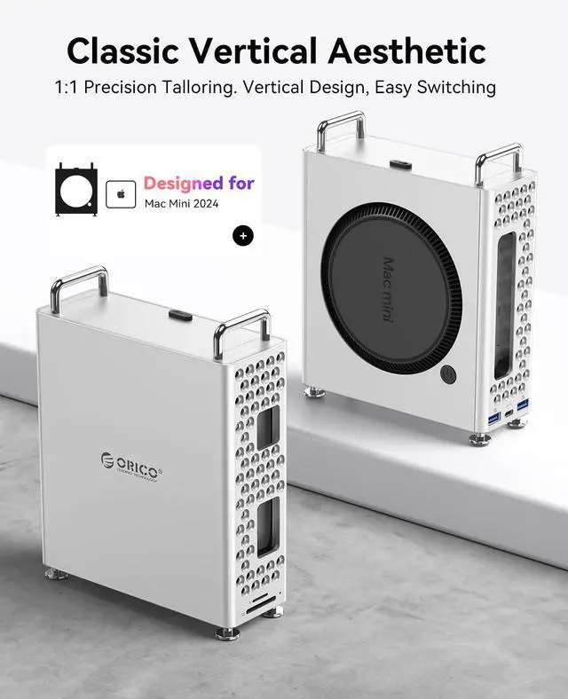 Alt view image 2 of 5 - ORICO MiniPro Stand with 2TB NVMe SSD, 4-in-1 USB-C Hub for Mac mini, 10Gbps High-Speed Data Transfer, Tool-Free Design, Soft Silicone Protection, External Storage Solution (MS10-2T)