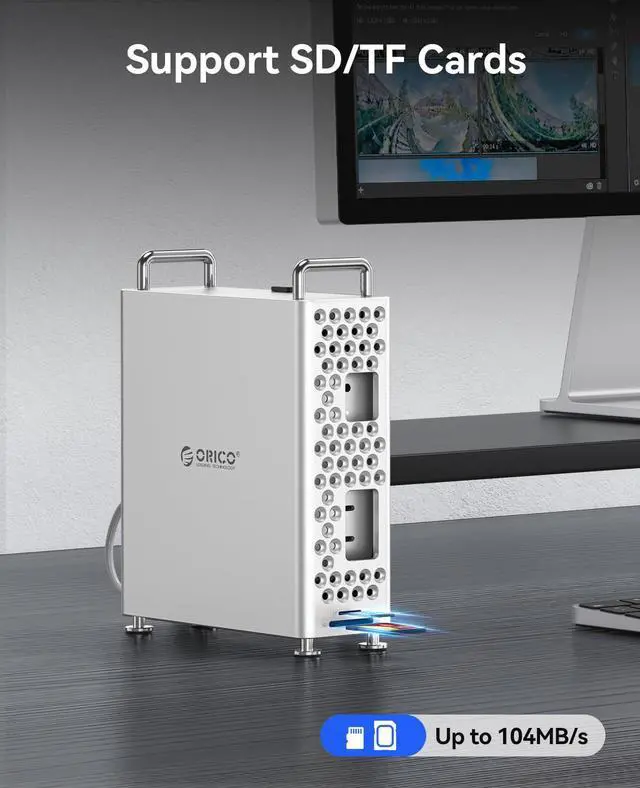 Alt view image 4 of 5 - ORICO MiniPro Stand with 2TB NVMe SSD, 4-in-1 USB-C Hub for Mac mini, 10Gbps High-Speed Data Transfer, Tool-Free Design, Soft Silicone Protection, External Storage Solution (MS10-2T)