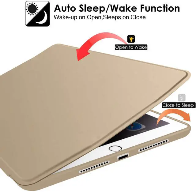 Alt view image 3 of 5 - DuraSafe Cases for iPad Air 3 2019 PRO 10.5 Inch 2017 Air 3rd Gen A1701 A2152 A2123 MQF12LL/A MQEY2LL/A MQF22LL/A MQF02LL/A Trifold Soft Silicone Shock Proof Magnetic Flip Case - Gold