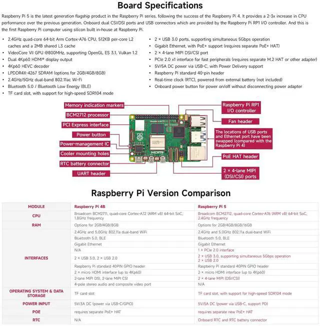 Alt view image 4 of 5 - Waveshare PI5-16GB AI Kit, Compatible with Raspberry Pi 5, Bundle with Raspberry Pi 5 16GB, Raspberry Pi AI HAT+ 26T, PI5-IMX219-77 Camera, Cooler, 64GB TF Card, Cable and so on (9 Items)