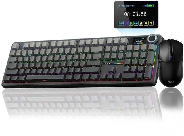 Main image of AULA F108 PRO Wireless Mechanical Keyboard with Screen & Knob SC580 Tri-Mode Gaming Mouse