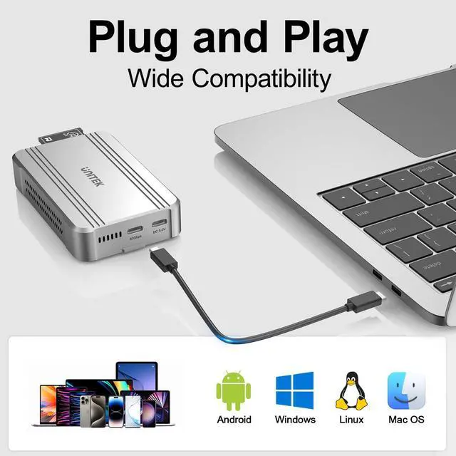 Alt view image 4 of 5 - Unitek 40Gbps CFexpress 4.0 Type B Card Reader and M.2 PCIe&NVMe SSD Adapter/Reader, USB4.0 CF Express Reader for CFexpress Type B, PCIe4*2, Fast Transfer for Professional Filmmakers and Photographers