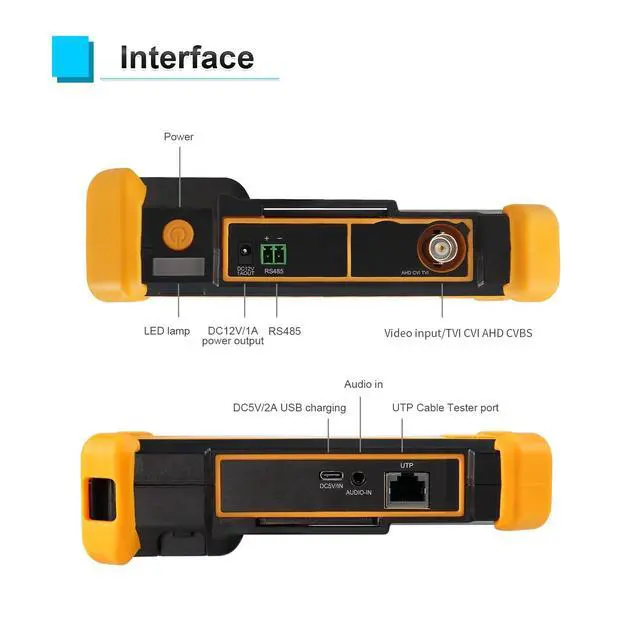 Alt view image 3 of 5 - EVERSECU 4.3 Inch CVI TVI AHD CCTV Camera Tester Monitor - 8MP HD Auto Recognition, DC12V Power Output, 5200mAh Battery - Supports PAL/NTSC, Coaxial PTZ Control, Media Player & Audio Test