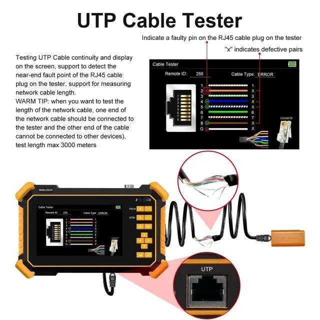Alt view image 4 of 5 - EVERSECU 4.3 Inch CVI TVI AHD CCTV Camera Tester Monitor - 8MP HD Auto Recognition, DC12V Power Output, 5200mAh Battery - Supports PAL/NTSC, Coaxial PTZ Control, Media Player & Audio Test