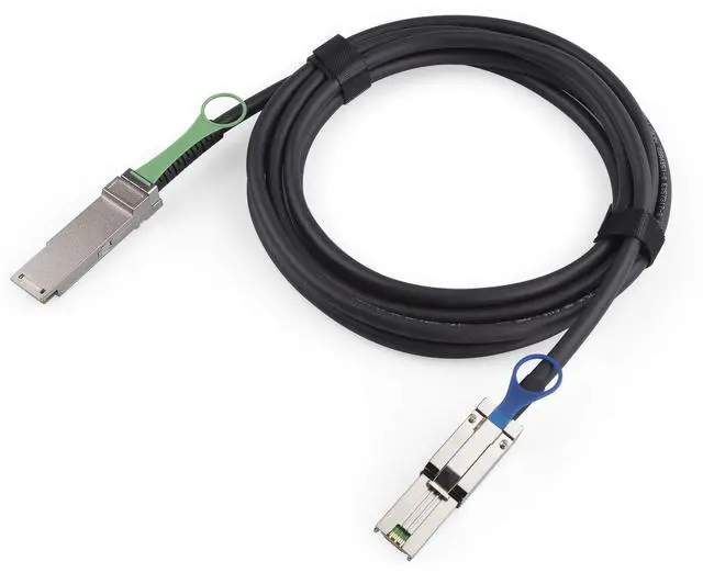 Main image of QSFP (SFF-8436) to SFF-8088 DDR Hybrid Mini SAS Cable, External Copper SAS Cable for NetApp DS4243 DS4246 DS2246, 100-Ohm, 2-m(6.6ft)