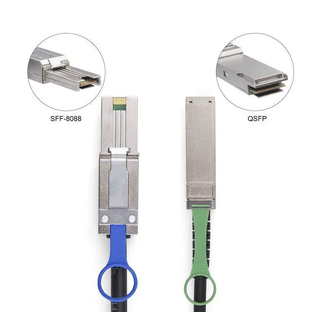 Alt view image 4 of 5 - QSFP (SFF-8436) to SFF-8088 DDR Hybrid Mini SAS Cable, External Copper SAS Cable for NetApp DS4243 DS4246 DS2246, 100-Ohm, 2-m(6.6ft)