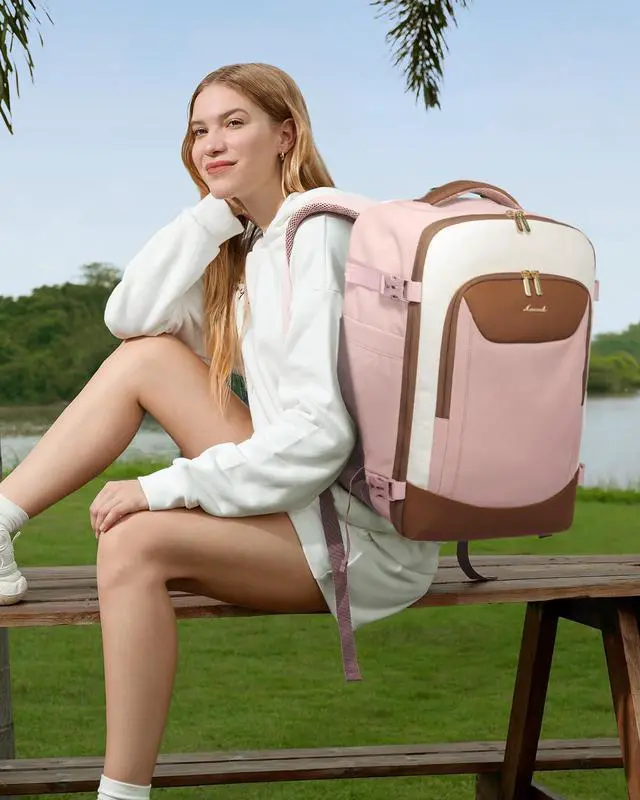 Alt view image 2 of 5 - LOVEVOOK 40L Travel Backpack for Women Men, Large Carry on Backpack for Airplanes TSA Personal Item Travel Bag fits 15.6" Laptop, Waterproof Weekender Essentials Airline Approved with 2 Packing Cubes