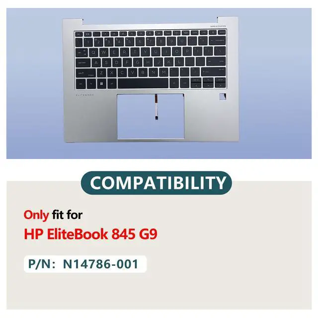 Alt view image 2 of 5 - D-KXCPELE Replacement Upper Case Palmrest for HP Elitebook 845 G9 Series Laptop Backlit Keyboard Assembly Part N14786-001 N14788-001 Silver (Backlit Keyboard)