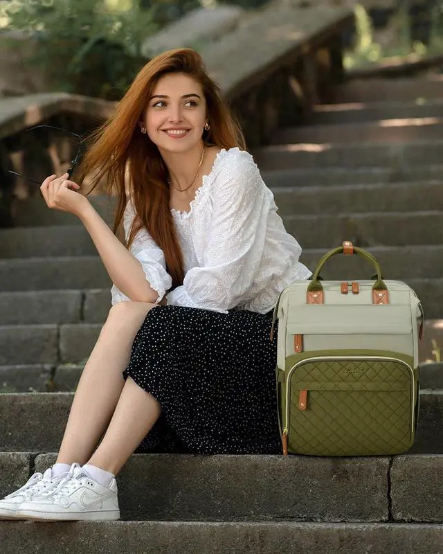 Alt view image 2 of 2 - LOVEVOOK Laptop Backpack for Women, 17.3'' Waterproof Nurse Bag Teacher Work Backpack Purse for Women, Travel Computer Backpack for College Office Business Ladies