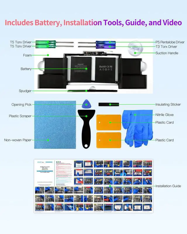 Alt view image 3 of 5 - ASMARK A1820 Battery Replacement for MacBook Pro 15-inch A1707(2016, 2017) High-Performance Battery