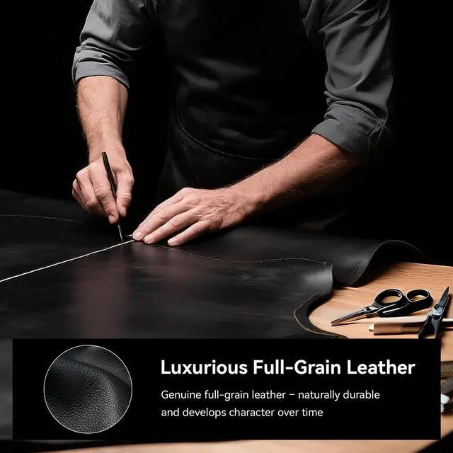 Alt view image 2 of 5 - CROSSGEAR Full-Grain Genuine Leather Laptop Backpack, Slim Lightweight Backpack, USB Charging Port, 15.6 Inch Business Backpack for Work Office, Water Resistant, Computer Casual Daypack for Man, Black