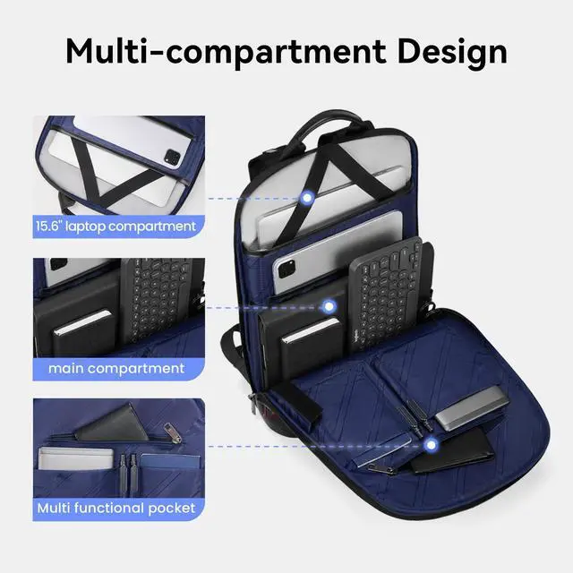 Alt view image 4 of 5 - CROSSGEAR Full-Grain Genuine Leather Laptop Backpack, Slim Lightweight Backpack, USB Charging Port, 15.6 Inch Business Backpack for Work Office, Water Resistant, Computer Casual Daypack for Man, Black