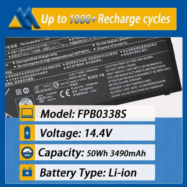 Alt view image 2 of 5 - Mobik FPB0338S Laptop Battery Replacement for Fujitsu LifeBook T937 14.4V