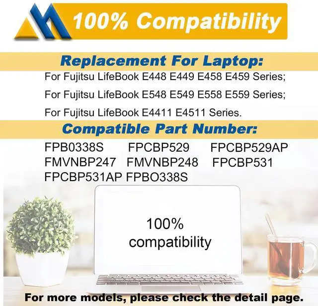 Alt view image 5 of 5 - Mobik FPB0338S Laptop Battery Replacement for Fujitsu LifeBook T937 14.4V