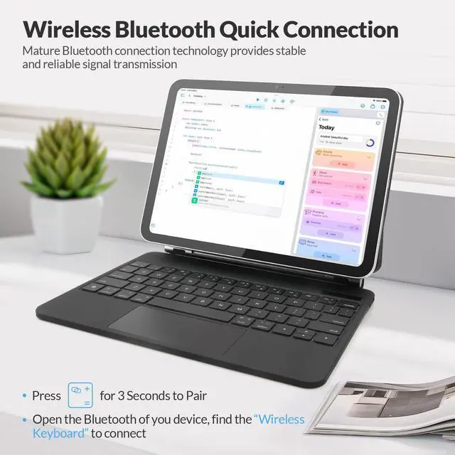 Alt view image 3 of 5 - Rii Keyboard Case for iPad 10th Generation 10.9 inch 2022,Magnetic Style with Multi-Touch Trackpad, Backlit Rechargeable Bluetooth Keyboard for iPad (Black, 10th 10.9inch)