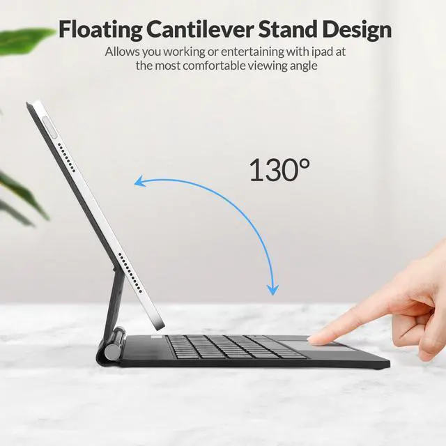 Alt view image 4 of 5 - Rii Keyboard Case for iPad 10th Generation 10.9 inch 2022,Magnetic Style with Multi-Touch Trackpad, Backlit Rechargeable Bluetooth Keyboard for iPad (Black, 10th 10.9inch)